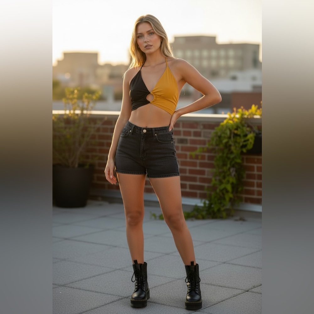 SHEIN Black and Orange Camisole
